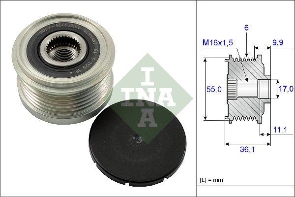 Dispositivo ruota libera alternatore INA 535 0103 10 - 1 pezzo per FIAT DUCATO, PEUGEOT BOXER, CITROËN JUMPER III