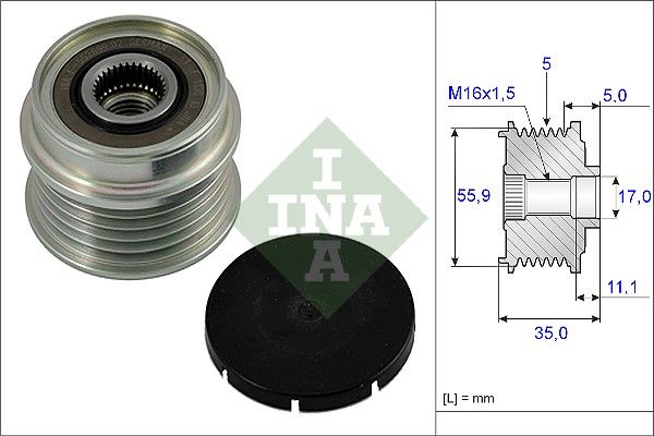 Dispositivo ruota libera alternatore INA 535 0005 10 - 1 pezzo per VW PASSAT B5.5, AUDI A4 B5, SKODA SUPERB I