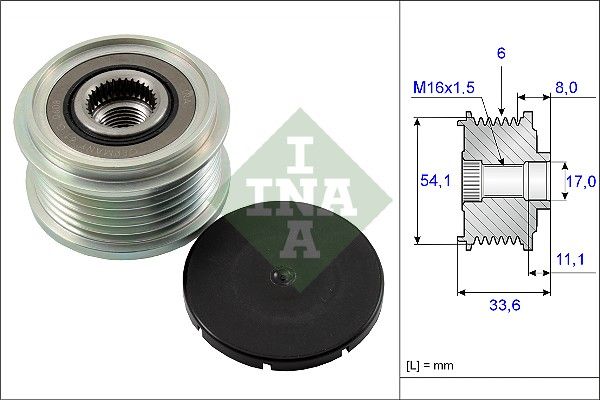 Dispositivo ruota libera alternatore INA 535 0059 10 - 1 pezzo per FIAT DUCATO, LANCIA PHEDRA, PEUGEOT 207/207+